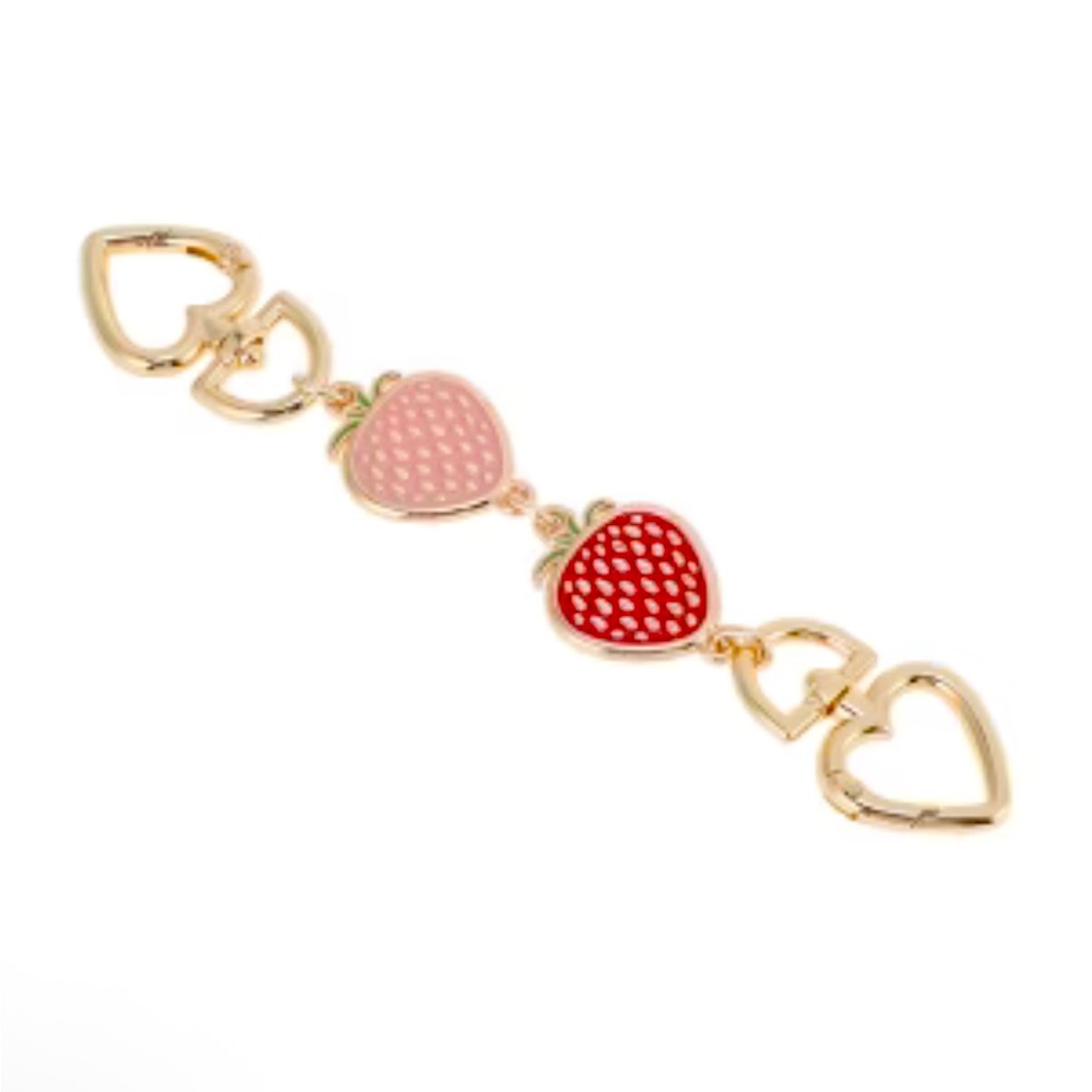Gold and Red Strawberry Heart Purse Chain Extender NWOT - Picture 2 of 6